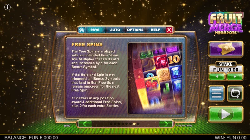 Fruit Merge Megapots - thông tin về Free Spins và hệ số nhân