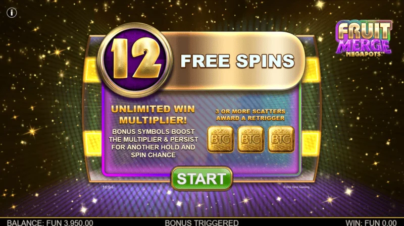 Fruit Merge Megapots - kích hoạt Free Spins