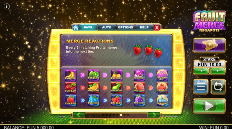 Fruit Merge Megapots - hợp nhất trái cây trong Hold and Spin